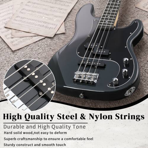 High Quality Steel & Nylon Strings  
Durable and High Quality Tone  
Hard solid wood, not easy to deform  
Superb craftsmanship to ensure a comfortable feel  
Sturdy construct and smooth touch