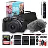 Canon EOS R50 Content Creator Kit with Stereo Mic, Tripod Grip, and Cabos. Canon EOS 62 Men T e BSM M Canon Sanctick Extreme PRO 170 MB/s 30 XC I 3 0 64 GB Canon SASTime Pn - Canon I - BATTER CTARGER / MTIA i SanDisk NATIERT FOE 1: CARLANL AVE - TLEAN