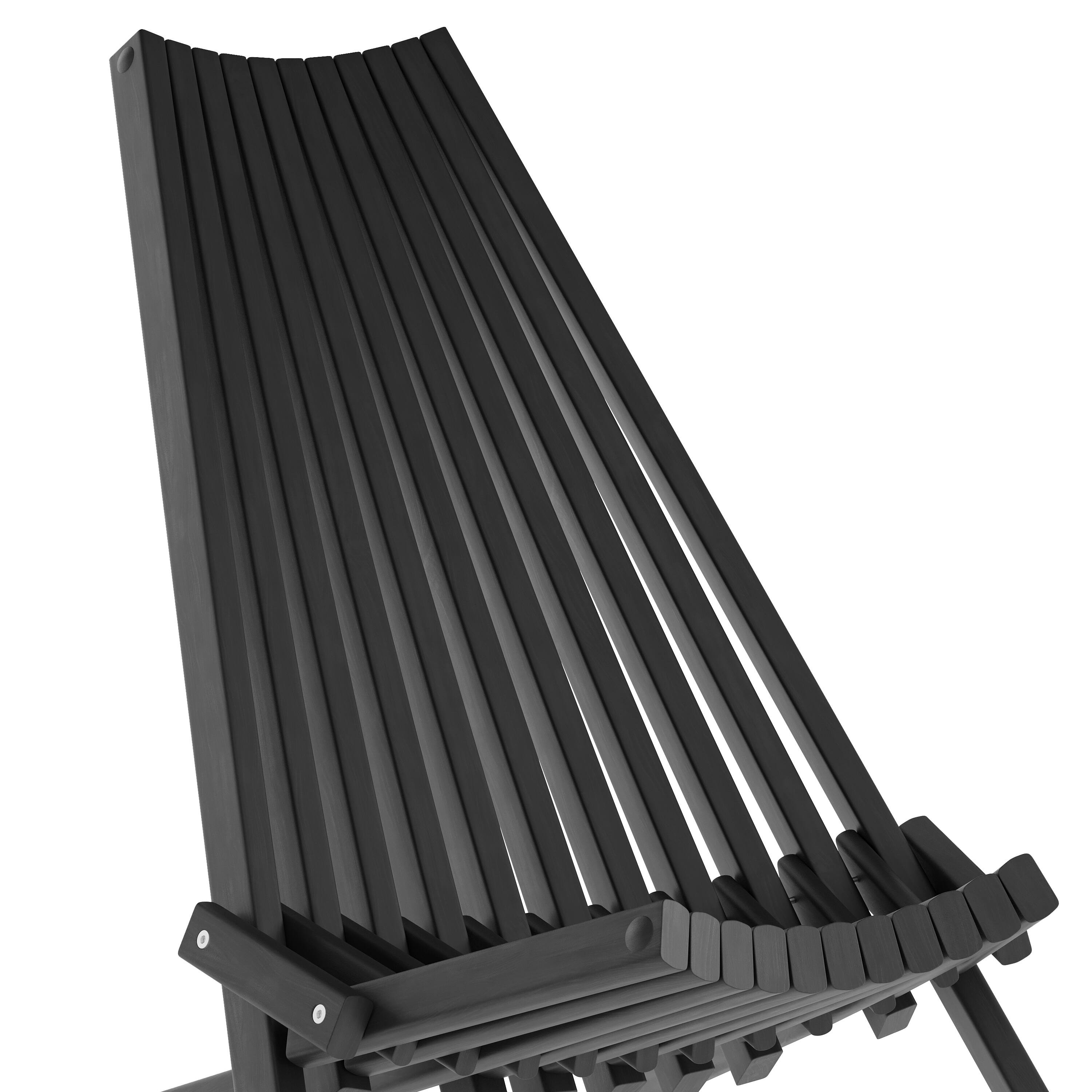 Alt View 9. Emma + Oliver - Acacia Wood Low Profile Lounge Folding Chair for Indoor/Outdoor - Black.