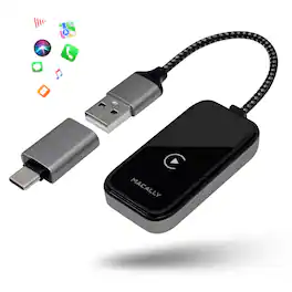 Macally - Wireless CarPlay Adapter for iPhone - Go Cordless in Seconds - USB Apple Car Play Wireless Adapter for iPhone 6 or Newer