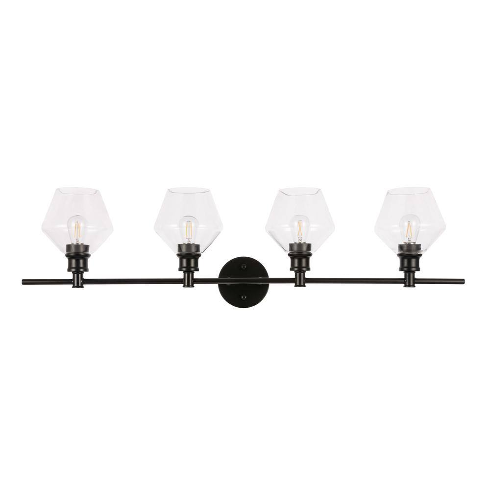 Alt View 9. Living District - Gene 4 light Black and Clear glass Wall sconce - Black And Clear Glass.