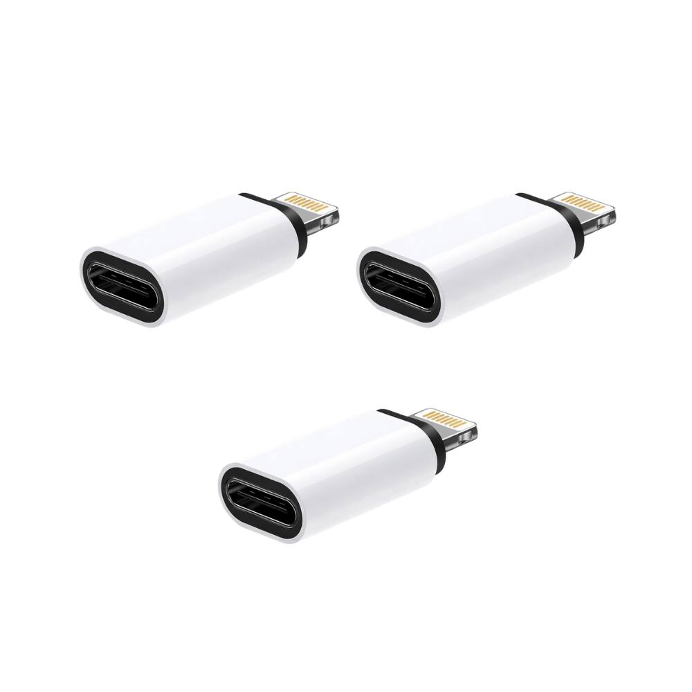 Alt View 1. Qixxronics - (3pcs) USB-C Female to Lightning Male Adapter for iPhone 14, 13, 12, 11, iPad Air, Mini, Pro, USB C to Lightning - White.