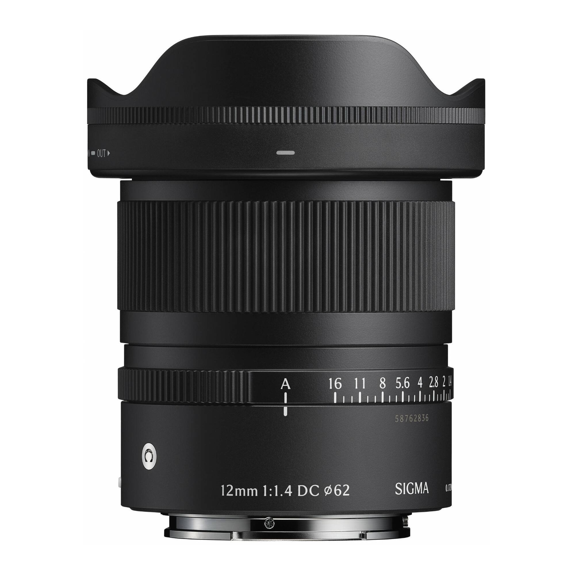 A I I  
16 11 8 5.6 4 2.8 2  
58762836  
12mm 1:1.4 DC 62  
SIGMA