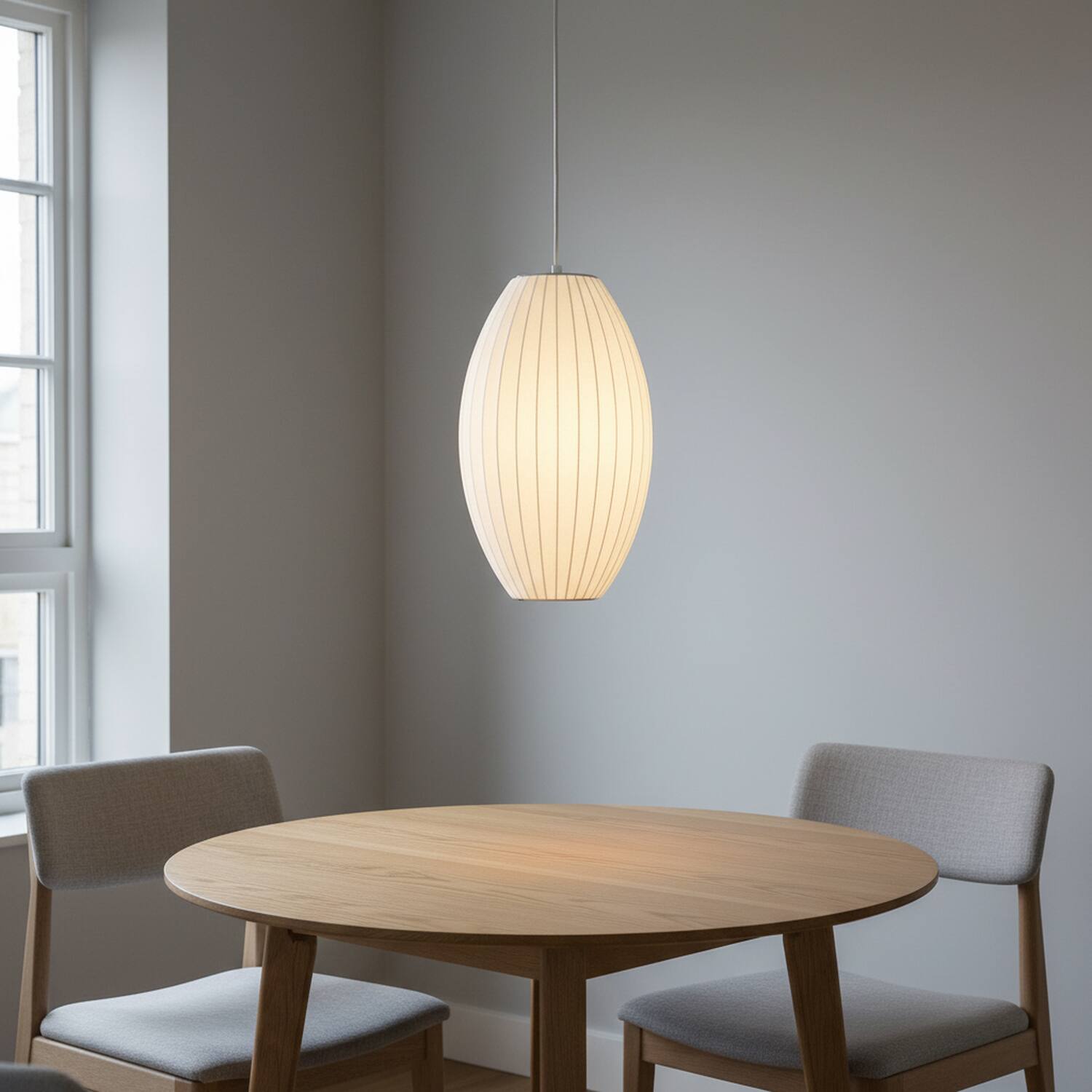 Alt View 1. Umeiluce - 1 Light Modern Pendant Light Elegant Silk Oval Shade Light Dimmable Big - White.