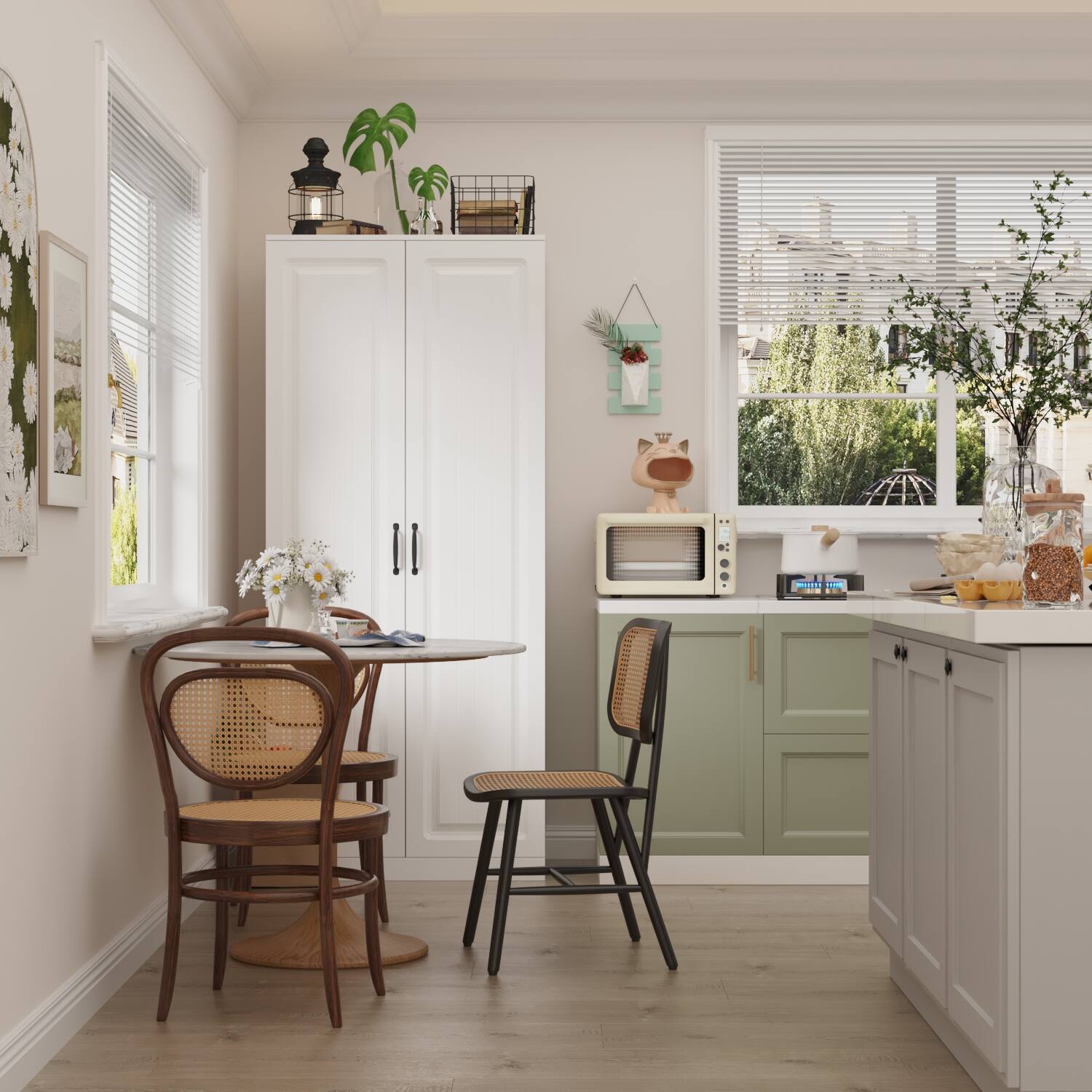 Alt View 8. Famapy - Famapy Push - Open Kitchen Pantry: Hidden - Storage Genius + Minimalist Style - White.