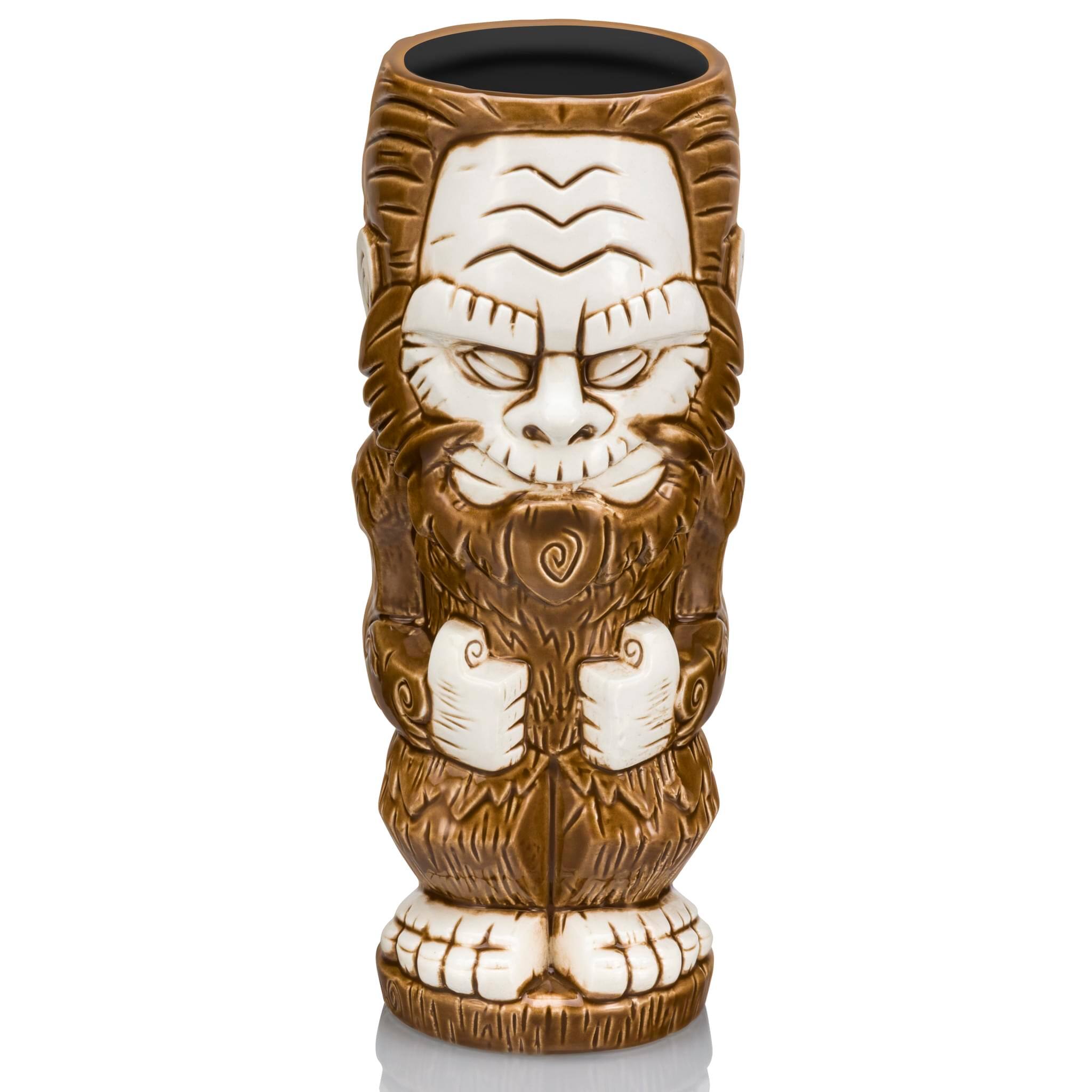 Front. ThinkGeek - Geeki Tikis Bigfoot Ceramic Mug | Holds 16 Ounces - Brown.