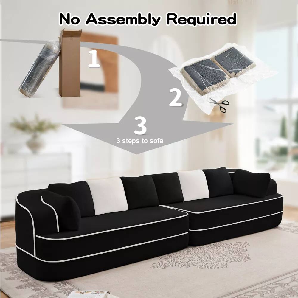 No Assembly Required

1. Unbox
2. Cut
3. 3 steps to sofa