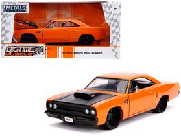 1970 Plymouth Road Runner Orange with Black Hood "Bigtime Muscle" 1/24 Diecast Model Car by Jada - Orange, Black