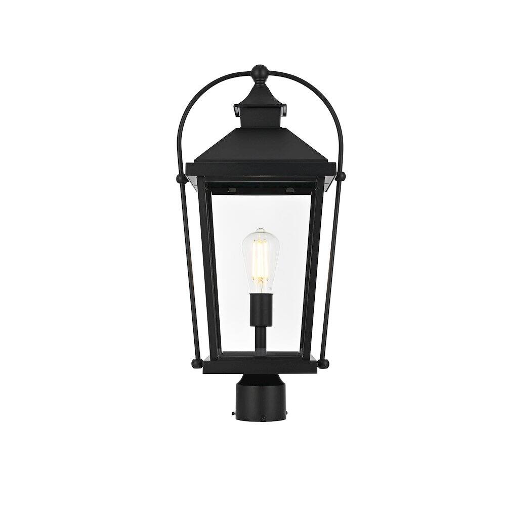 Left. Elegant Lighting - Luz 23 inch Outdoor Post light in Black - Black And Clear.