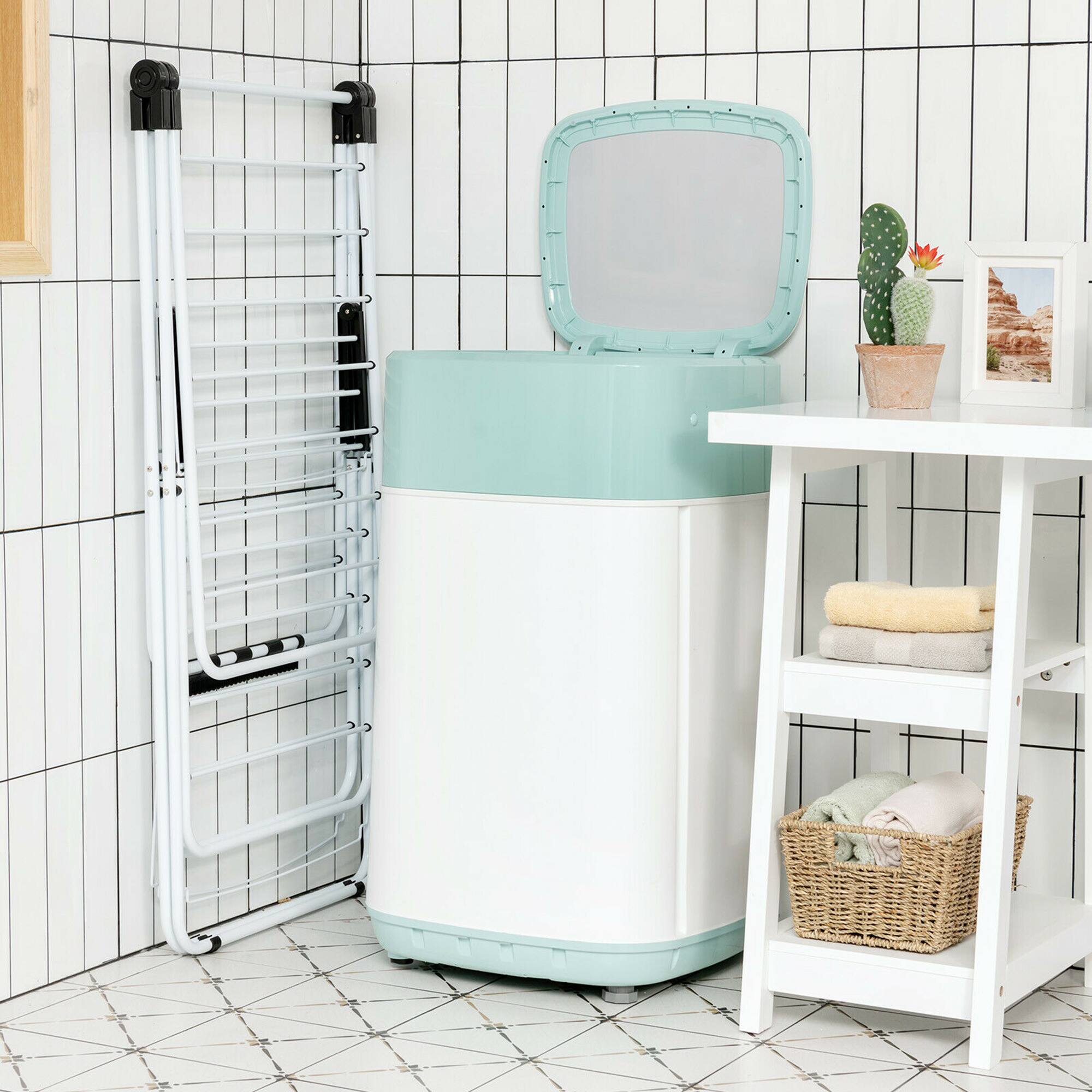 Alt View 3. Gymax - Gymax 2-Level Clothes Drying Rack Foldable Airer w/ Height-Adjustable Gullwing - White, Black.