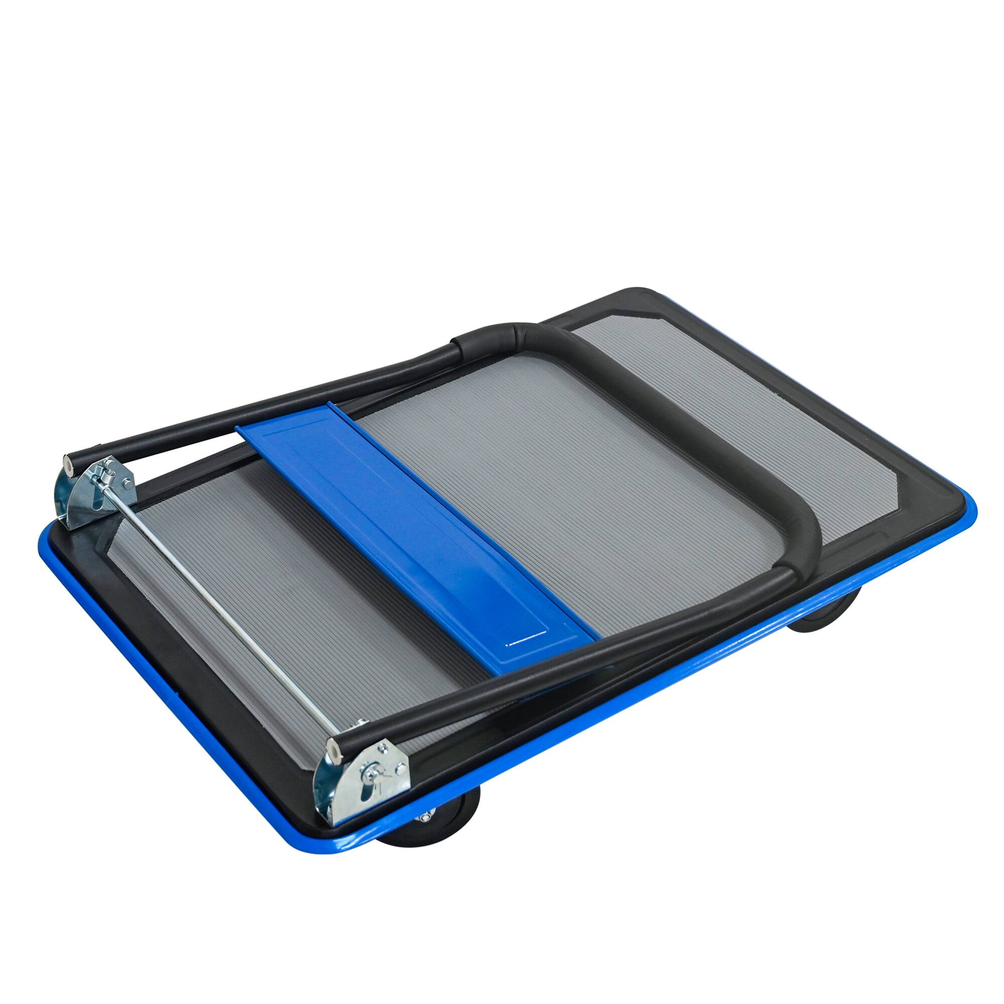 Back. ELEMENT ACE - Heavy Duty Foldable Platform Hand Truck with Swivel Wheels for Efficient Loading and Storage - Blue.