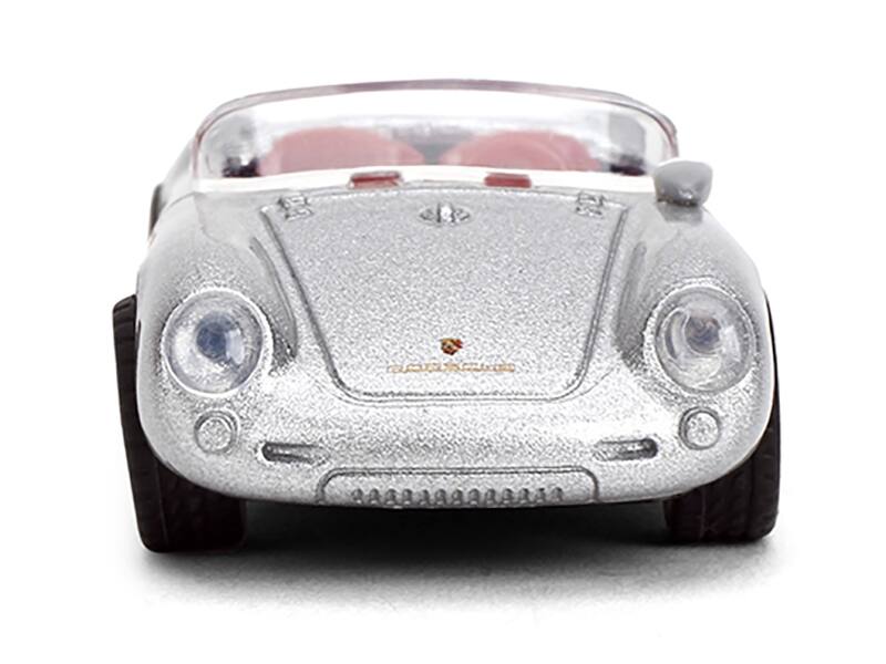 Back. Majorette - 1955 Porsche 550 Spyder Silver Metallic with Red Interior "Collection" Series 1/64 Diecast Model Car by Majorette - Silver Metallic with Red.
