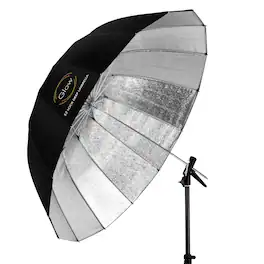 Glow - Easy Lock X-Large Deep Beaded Silver Fiberglass Umbrella (65")
