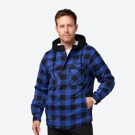 Mobile Warming - App Controlled Men's Flannel Heated Hoodie Jacket - Black/Blue