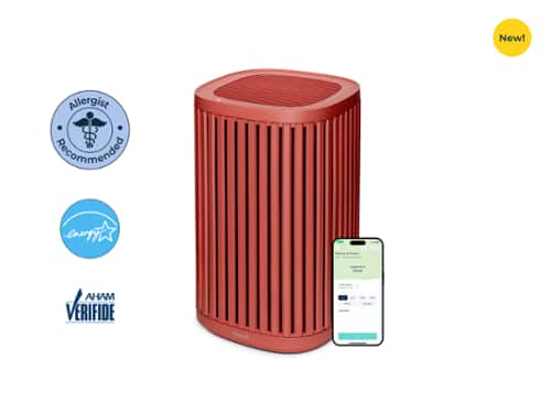 The Windmill Air Purifier, 3-in-1, Ultra-Quiet, HEPA Filter Medical Grade, Small to Medium Rooms up to 975 Sq Ft - Coral