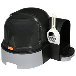 Pawhut - Cat Litter Box with Lid, Covered Litter Box, Easy to Clean & Open Including Openable Front Cover, Litter Scoop - Gray