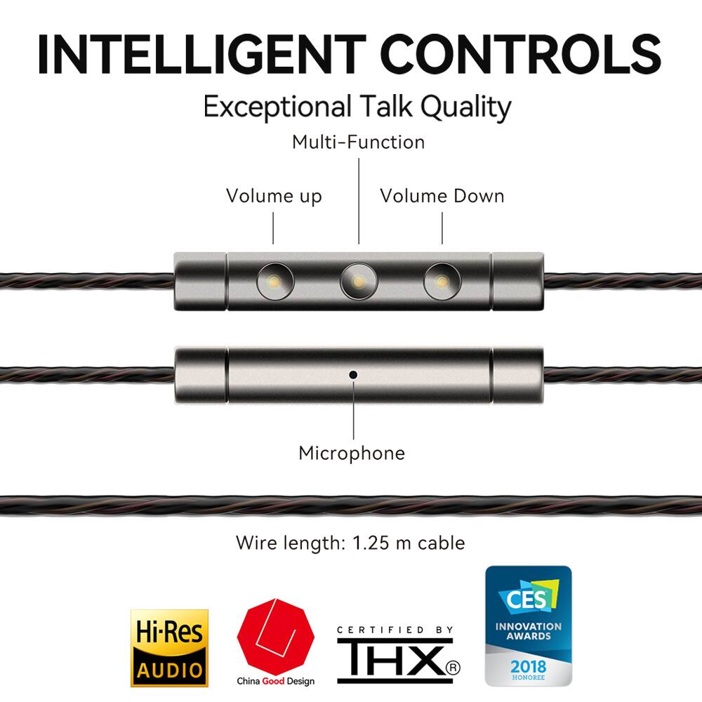 Left. 1MORE - Quad Driver In-Ear Headphones P40 - Gray.