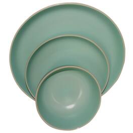 Gibson - Home Rockaway 12 Piece Stoneware Dinnerware Set In Matte Teal - Green