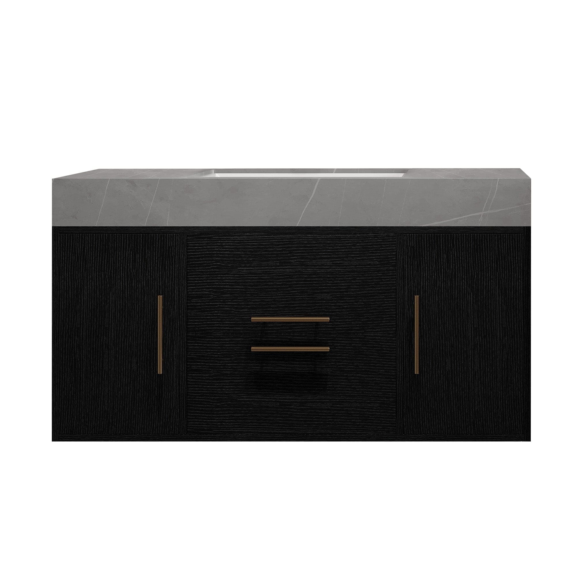 Boyel Living - 39.4 In Single Contemporary Floating Vanity Faux Marble Top Ceramic Sink Solid Wood - Black price history on PriceWatchPro