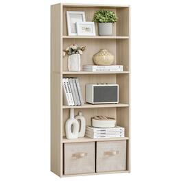 Songmics Home - CUSTOS Collection - Bookshelf, 5-Tier Bookcase, Book Shelf, Open Storage Shelf, 9.4 x 23.6 x 52.8 Inches - Natural Beige