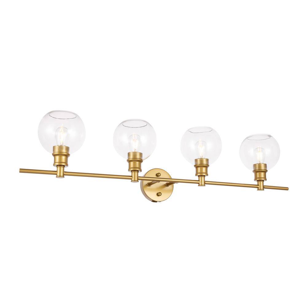 Alt View 8. Living District - Collier 4 light Brass and Clear glass Wall sconce - Brass And Clear Glass.
