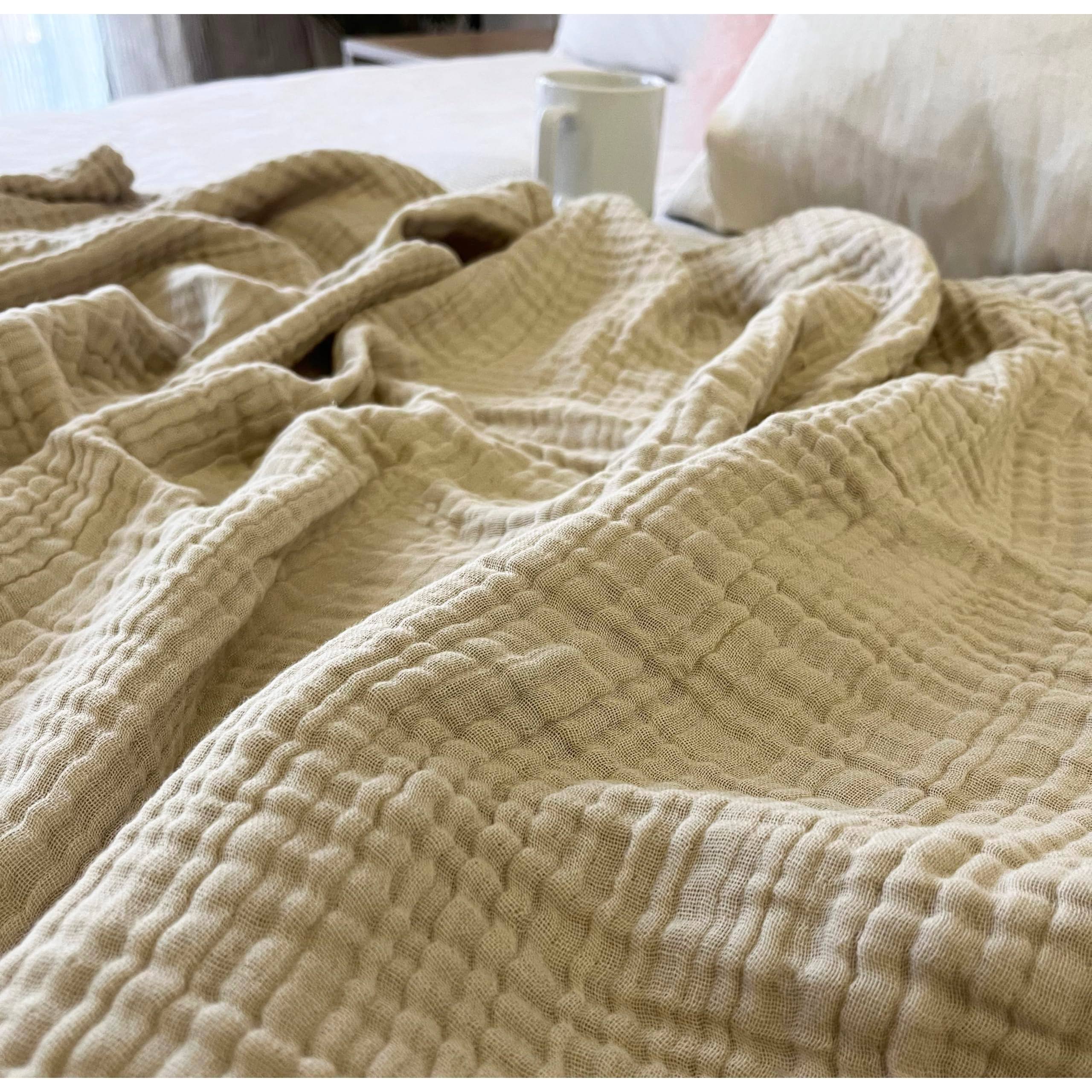 Alt View 1. Dapper Styles - Cotton 90 x90 Queen Muslin Blankets For Adults Couch Plant Dyed Breathable Lightweight Soft Gauze Bed All - Dark Grey-Large Throw.