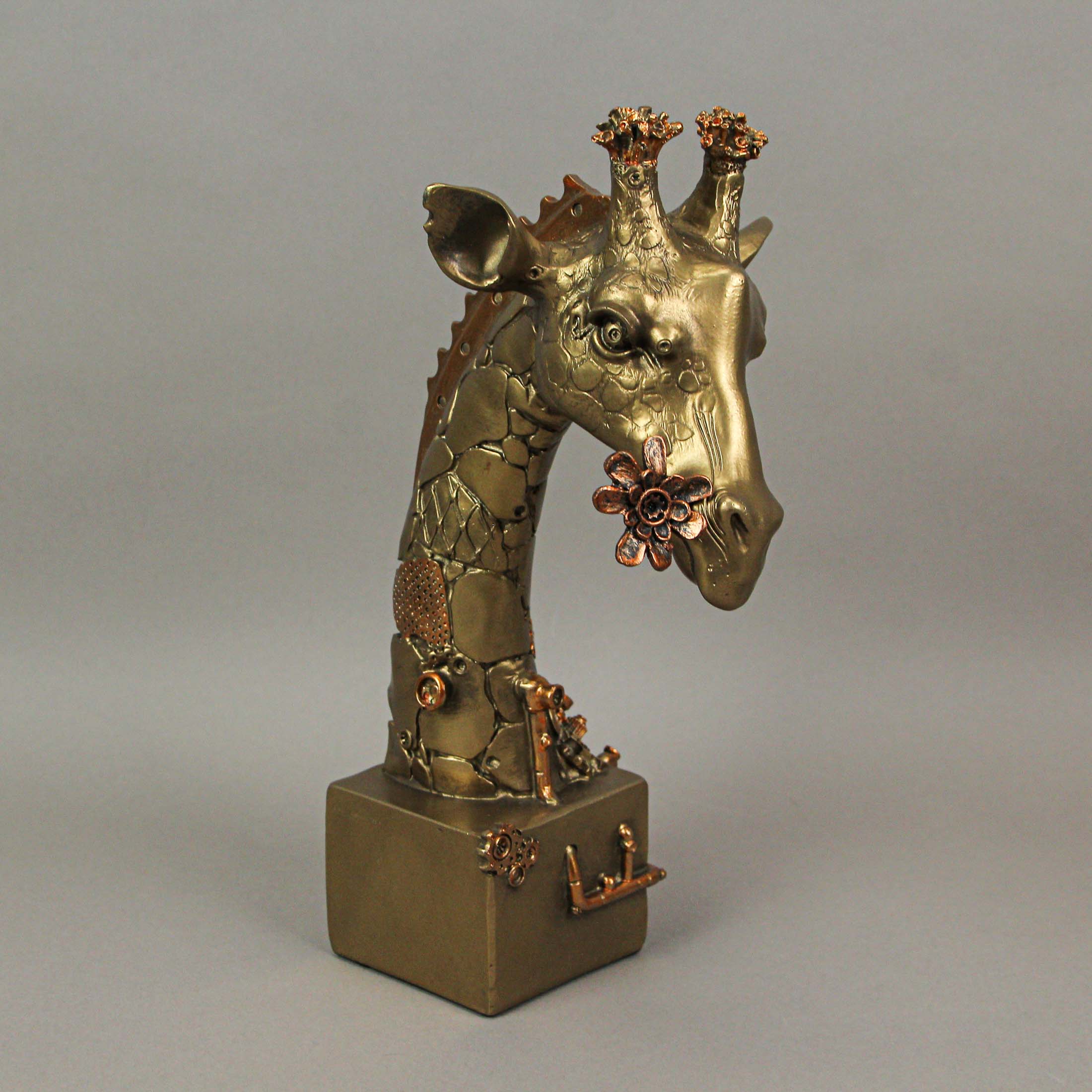 Alt View 3. Zeckos - Set of Three Steampunk Sculptures: Elephant, Gorilla, Giraffe in Bronze Resin - Bronze.