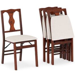 Gymax - Set of 4 Folding Dining Chairs w/Rubber Wood Frame Soft Padded Seat Cushion - Brown