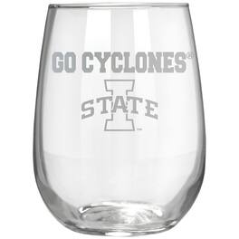 Great American Products - Iowa State Cyclones Etched 17oz. Rally Cry Stemless Wine Glass - Multicolor