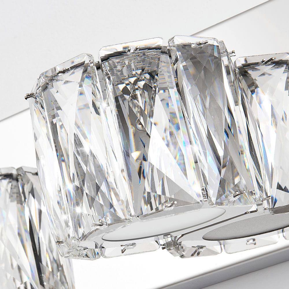 Angle. Kadyn - 41" Modern Crystal 6-Light LED Wall Sconce – Elegant Chrome Bathroom Vanity Light with Clear Crystal Shades, Chrome - Silver.