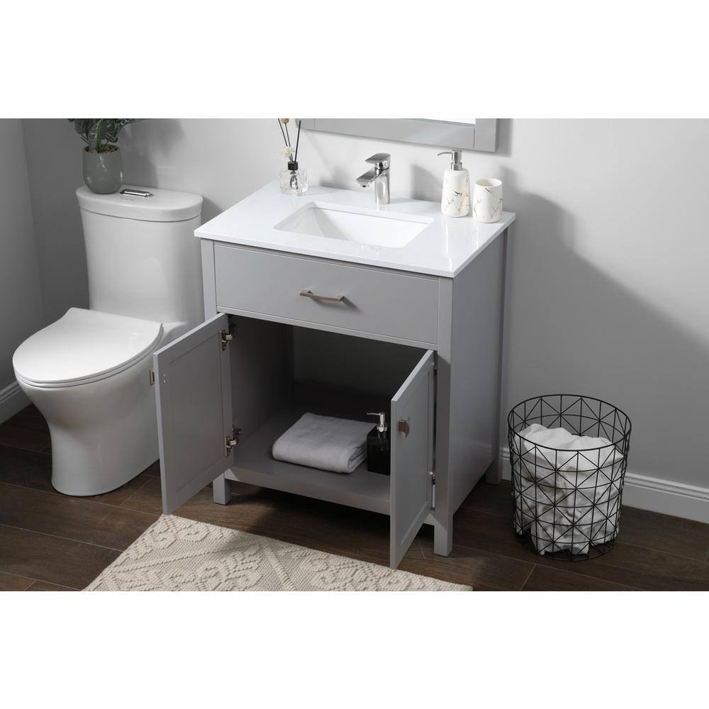 Alt View 8. Elegant Kitchen and Bath - 30 Inch SIngle Bathroom Vanity In Grey - Grey.