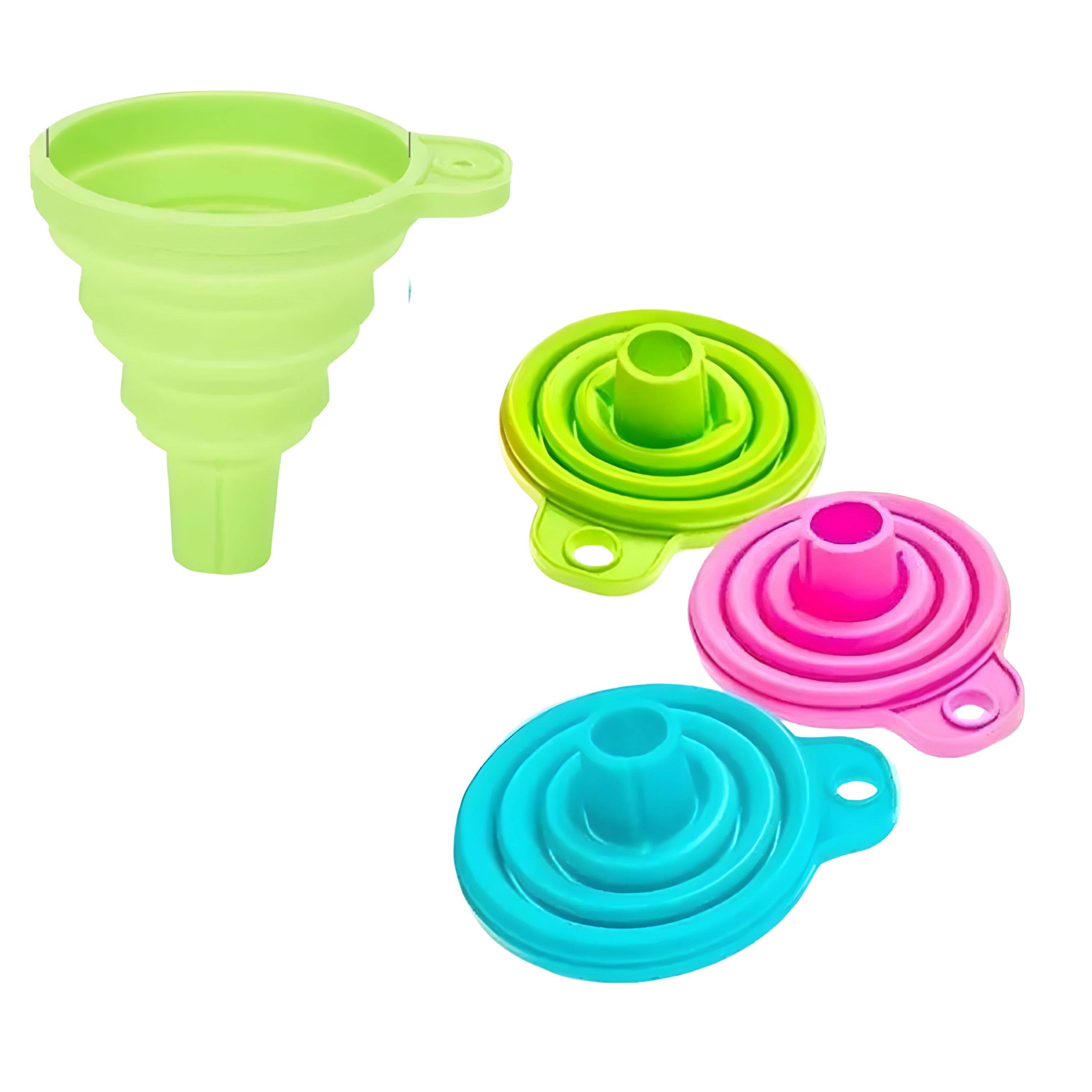 Kitcheniva - Kitchen Foldable Silicone Funnel Set 6 Pcs - Multicolor