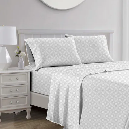 Front. RT Designers Collection - RT Designers Collection Jane 1000 Thread Count CVC Ultra Soft Sheet Set Silver Queen - Silver.