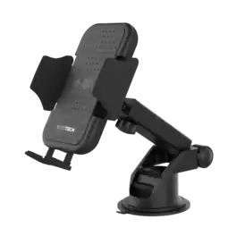 AutoTech by ToughTested 15W Wireless Car Charger Mount, Dashboard & Windshield Phone Holder with Adjustable Arm - Black