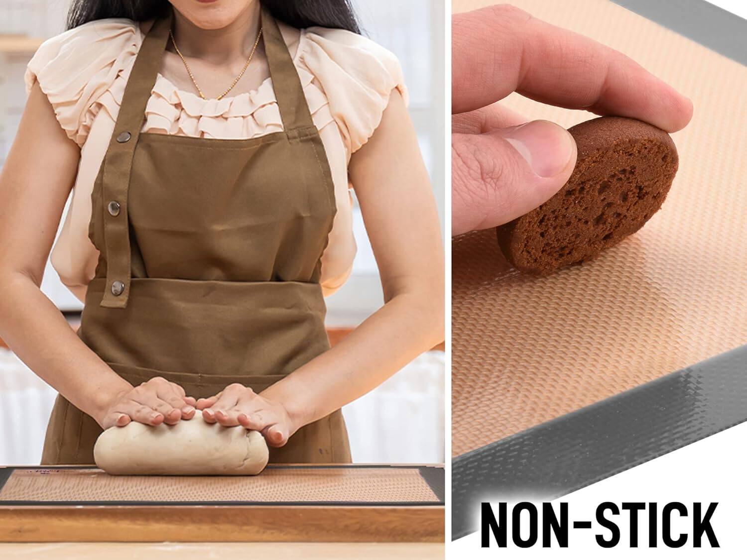 Left. Zulay Kitchen - Zulay Kitchen (2 Pack) Silicone Baking Mat Sheet Set - Reusable Baking Mat Nonstick - Half Sheet Baking Mat for Oven.