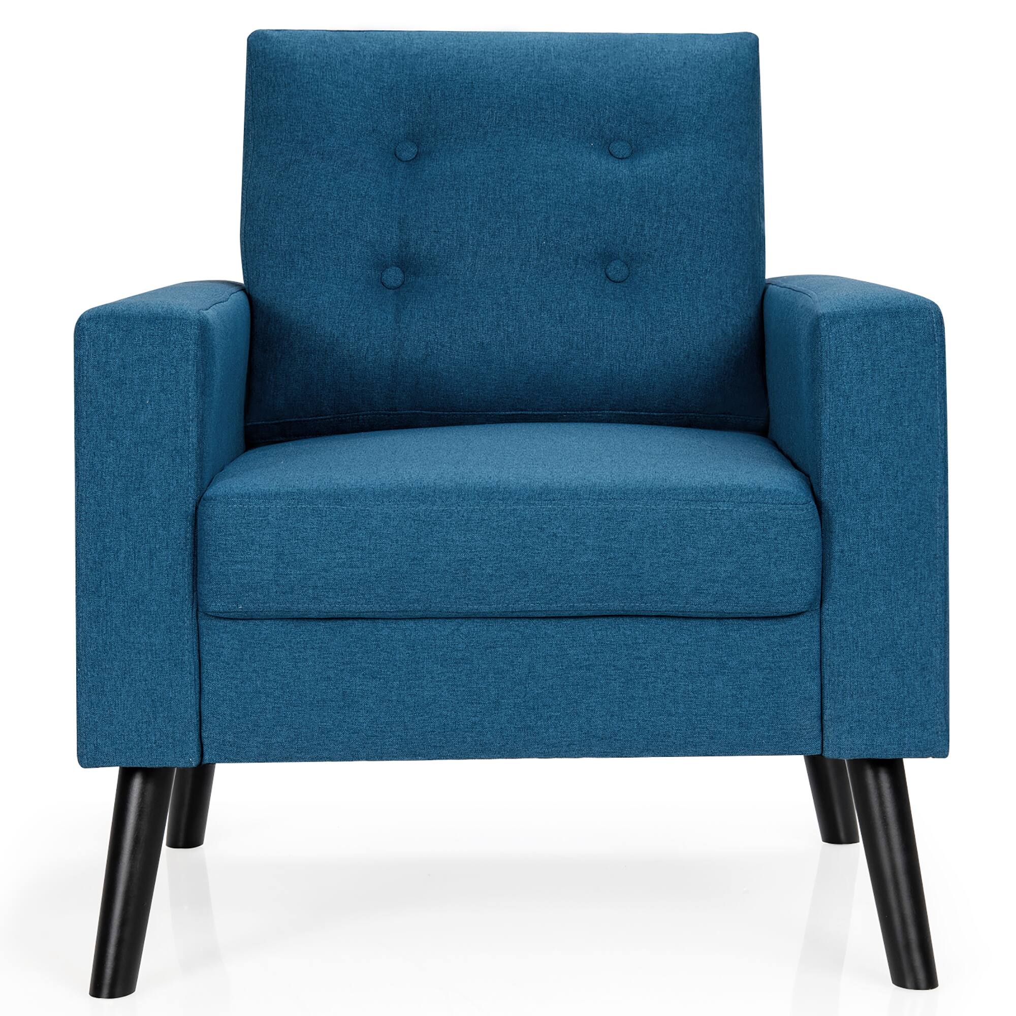 Alt View 1. Costway - Costway Modern Accent Armchair Upholstered Single Sofa Chair w/ 2-Side Pockets Navy - Navy.