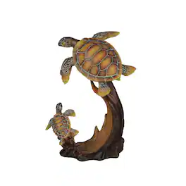 Everspring Import Co. - Sea Turtle Family Sculpture Home Decor Statue Desk Shelf Coastal Resin Figurine - Brown