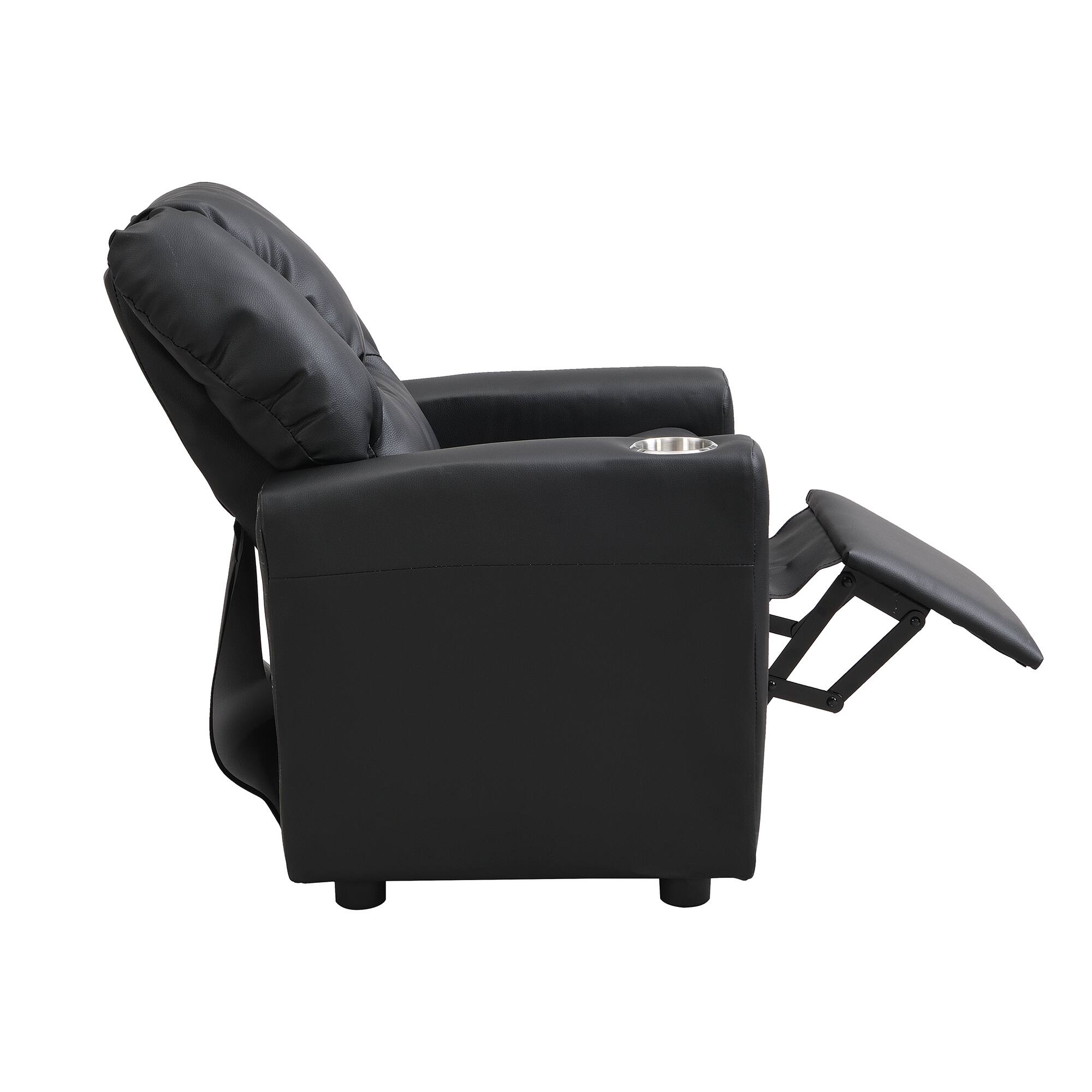 Alt View 2. GOODSILO - Kids Recliner Chair - Deluxe Children's Single Sofa with Cup Holder, Ergonomic Design - Black.