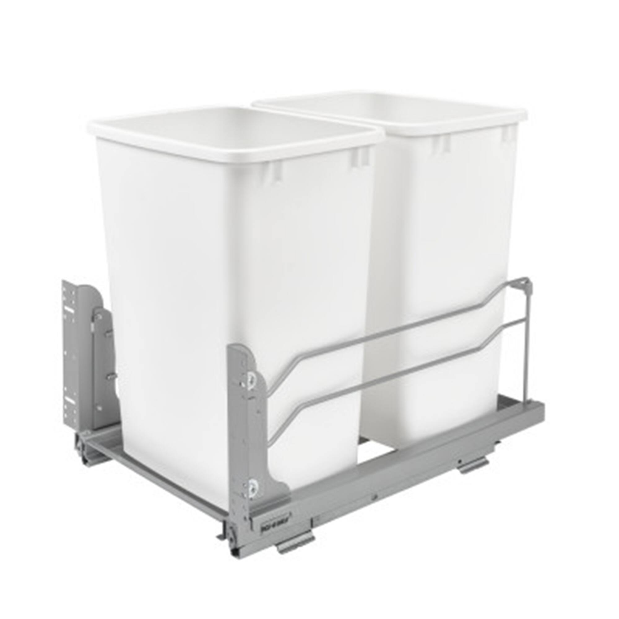 Front. Rev-A-Shelf - Rev-A-Shelf Double Pullout Trash Cans 35 qt. with Soft-close, 53WC-1835SCDM-211 - White.