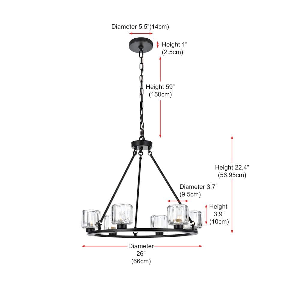 Elegant Lighting - Cadence 26 Inch Chandelier In Black - Black And Clear
