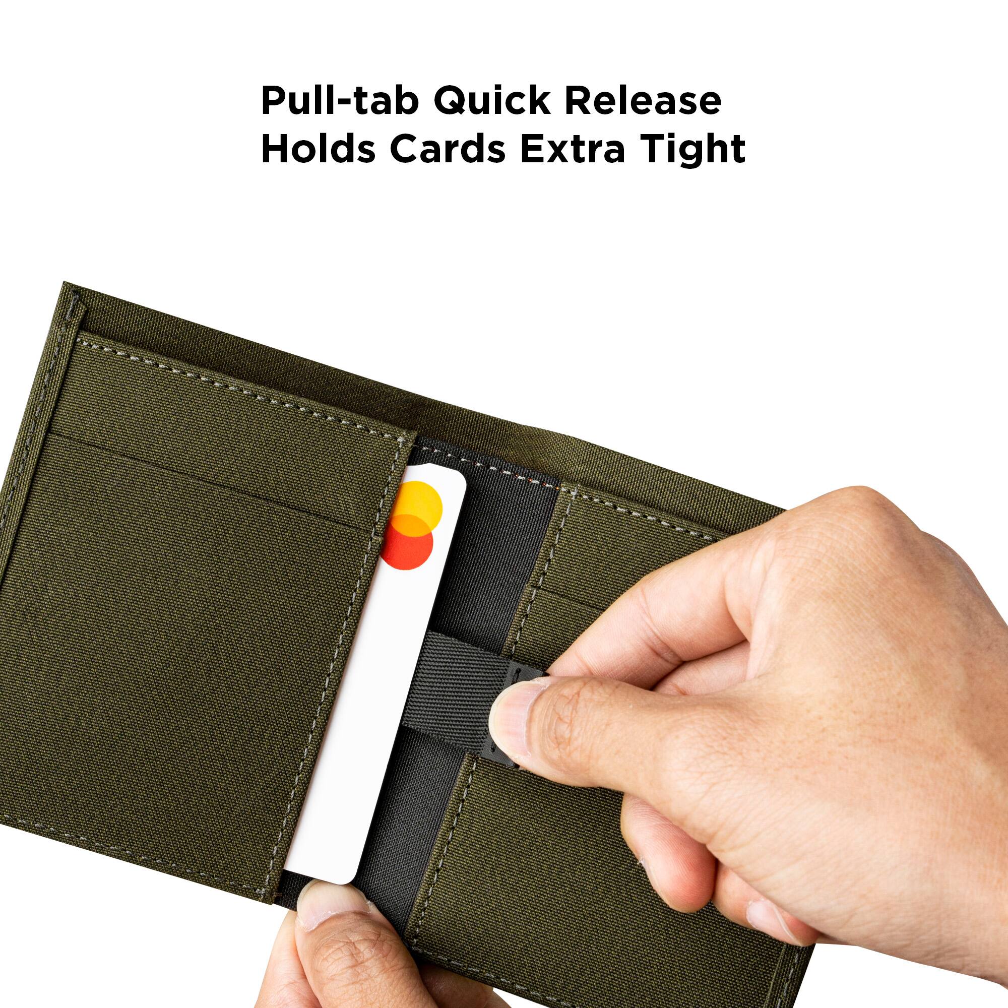 Pull-tab Quick Release  
Holds Cards Extra Tight