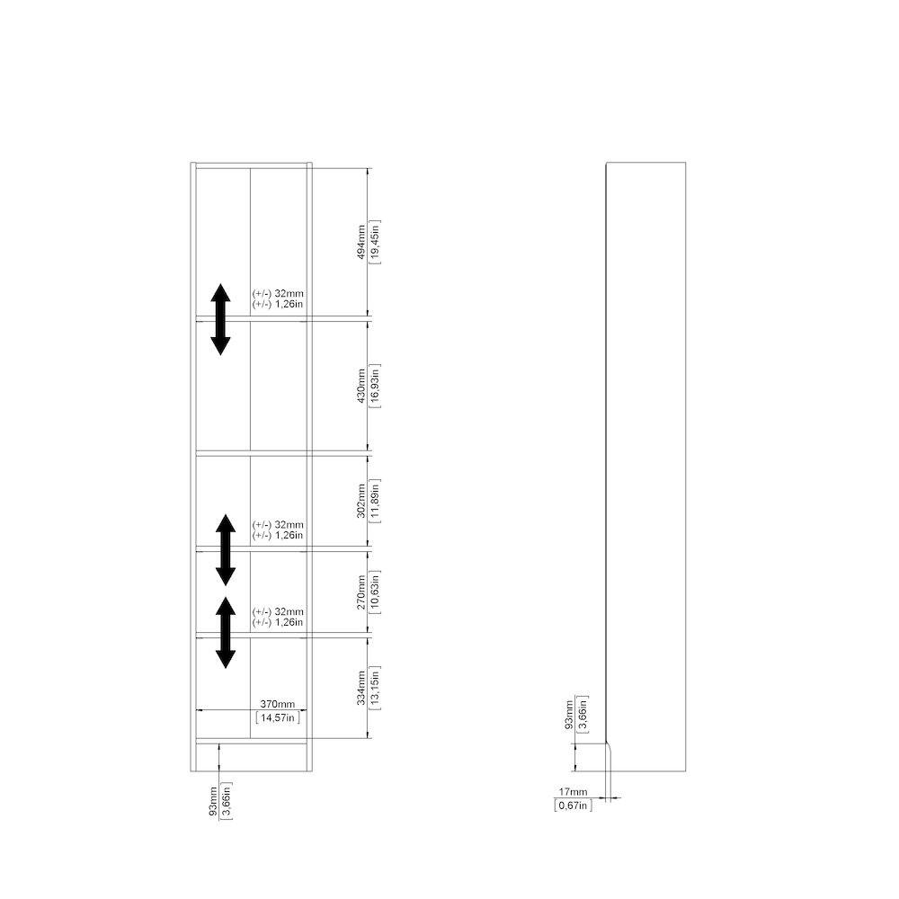 494mm 19.45in  
±32mm ±1.26in  
430mm 16.93in  
±32mm ±1.26in  
302mm 11.89in  
±32mm ±1.26in  
270mm 10.63in  
370mm 14.57in  
13,15m 51.77in  
93mm 3.66in  
93mm 3.66in  
17mm 0.67in