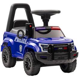 Ecooso - Kids Police Push Car with Working PA System, Horn, Steering Wheel, and Under-Seat Storage - Blue