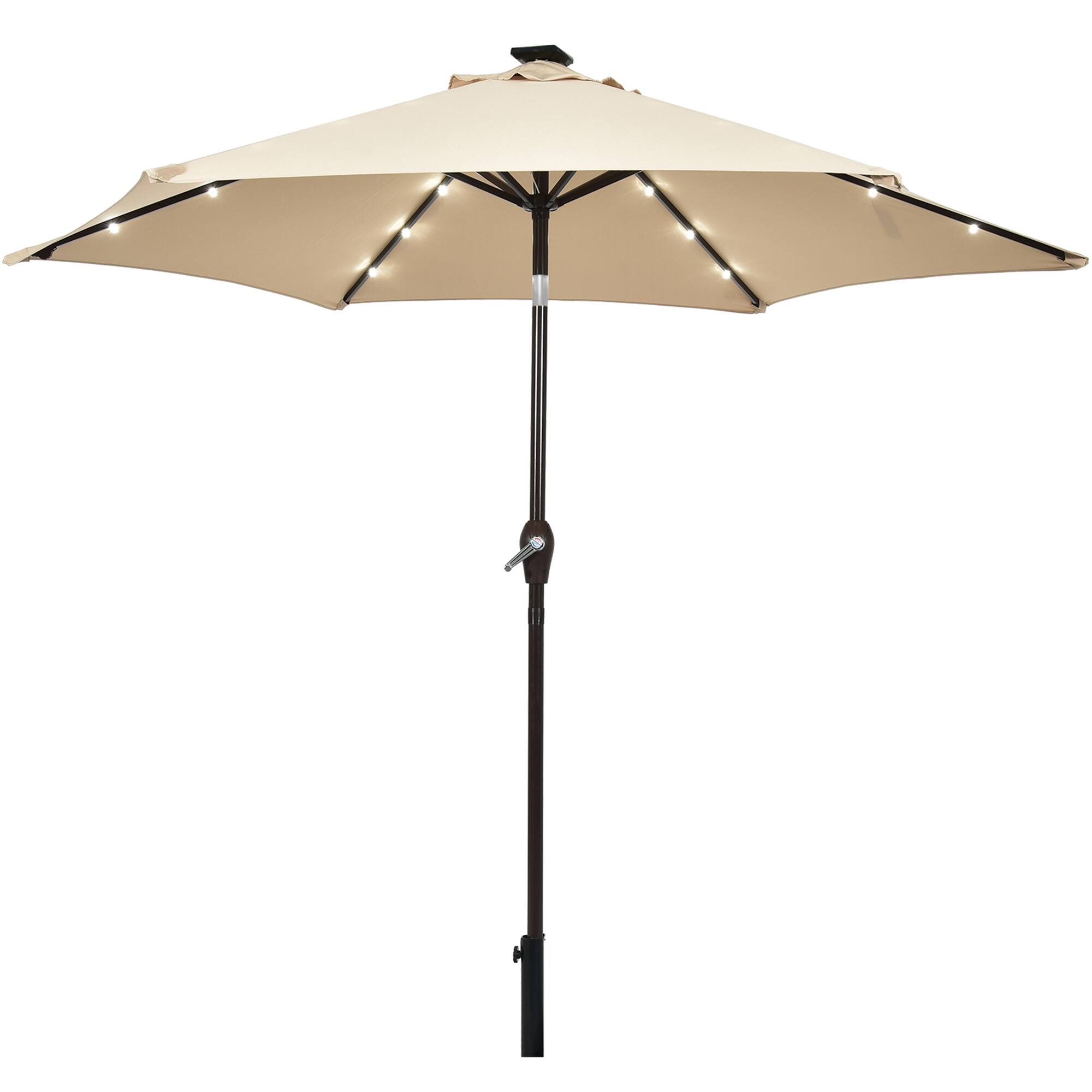 Alt View 4. Gymax - Gymax 9 ft Patio Table Market Umbrella Yard Outdoor w/ Solar LED Lights Beige - Beige.
