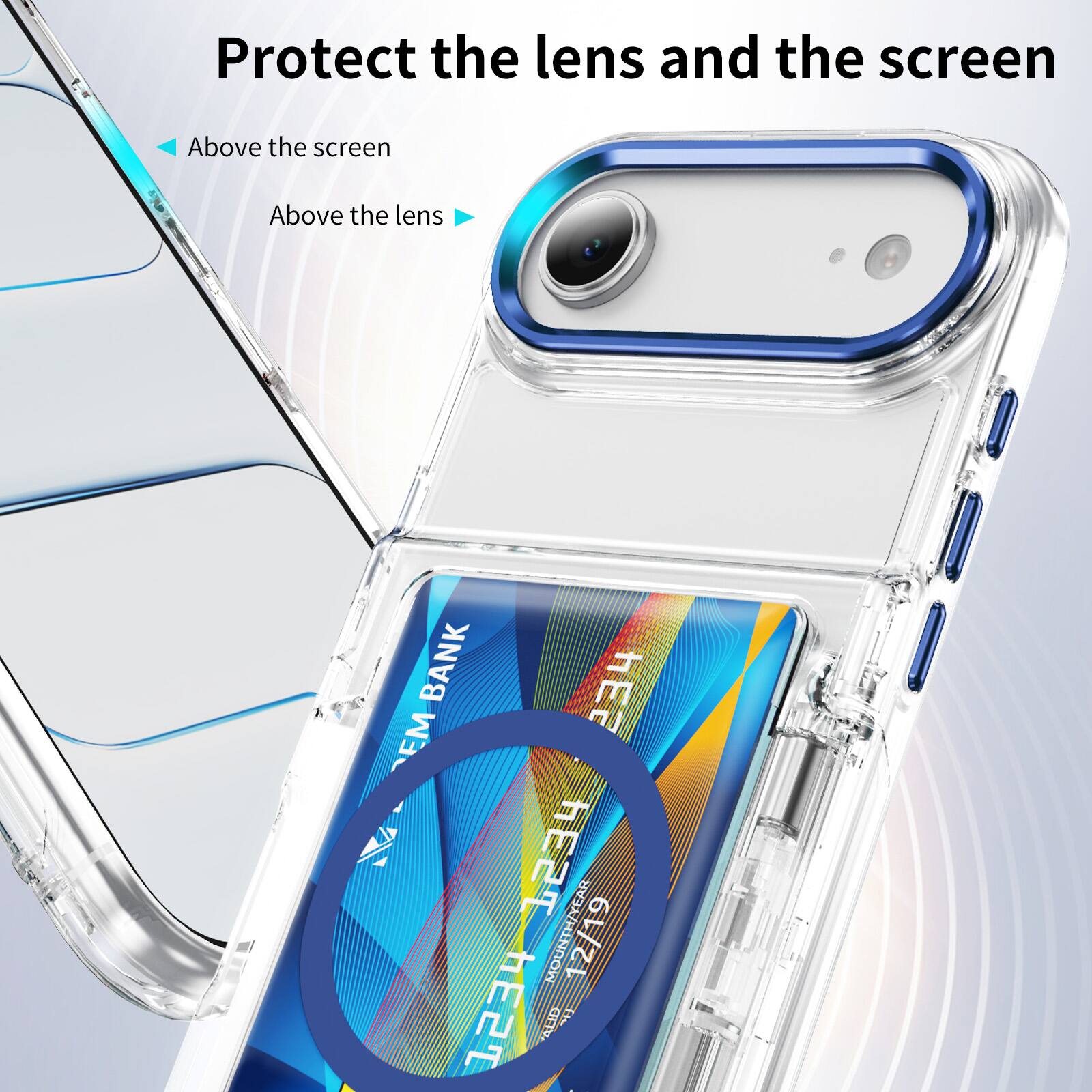 Protect the lens and the screen  
Above the screen  
Above the lens  

BANK 234  
EM 1234  
IYEAR I 12/19  
1234  
ADID