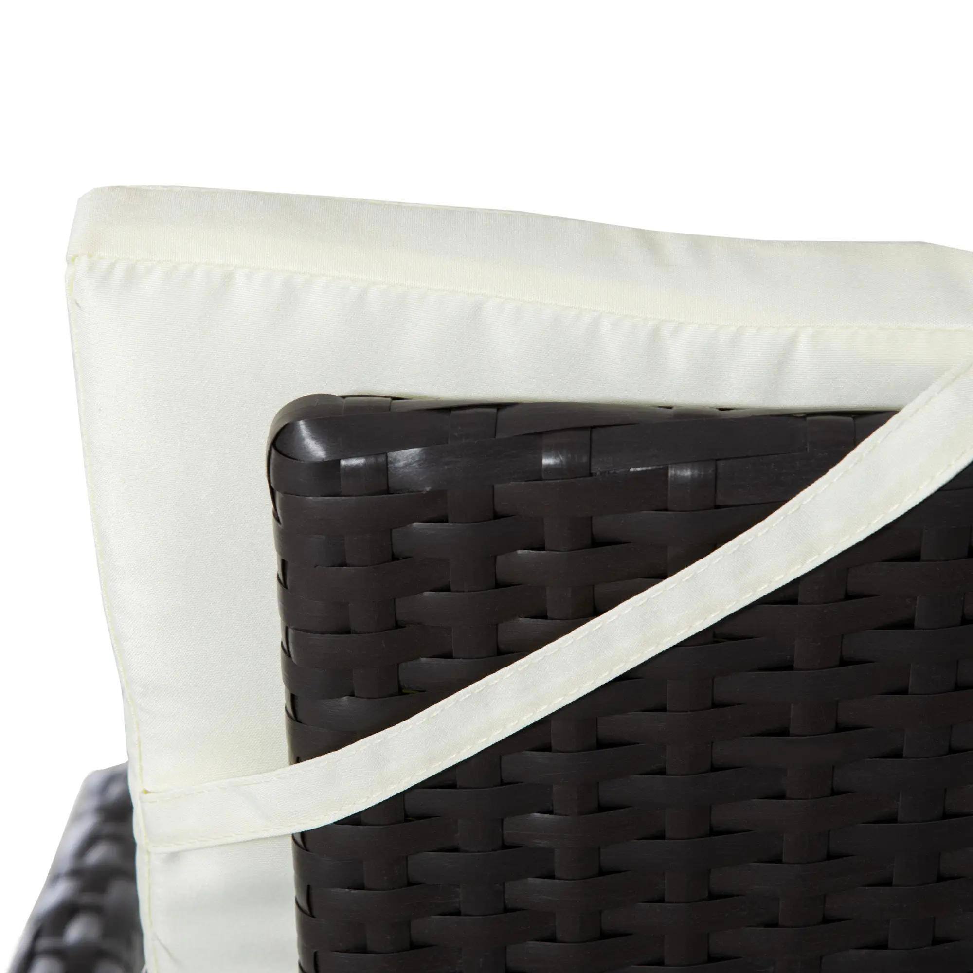 Alt View 4. Spaco - Spaco 3-Piece PE Wicker Set, Tufted Reclining Chairs, Coffee Table, Outdoor - Cream White.