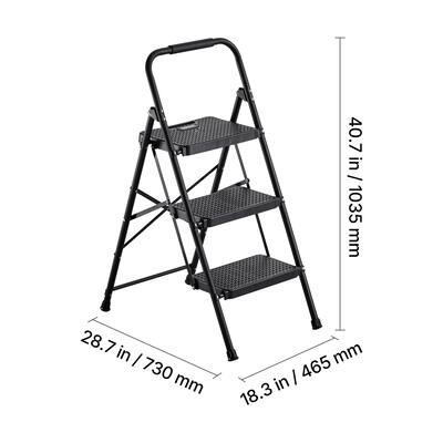 HBTower 3 Step Ladder, Folding Step Stool with Wide Anti-Slip Pedal, 500lbs Sturdy Steel Ladder HBTower 3 Step Ladder, Folding Step Stool with Wide Anti-Slip Pedal, 500lbs Sturdy Steel Ladder