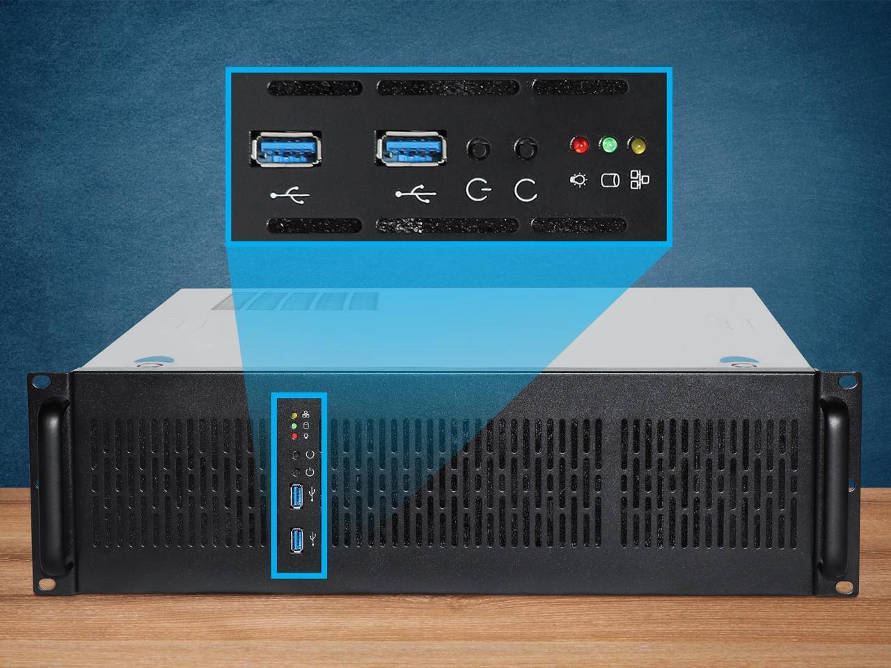 Alt View 1. Rosewill - Rosewill 3U Rackmount Case | 6x3.5" Bays | E-ATX | 2x80mm Fans | 2xUSB 3.0 | Silver/Black - RSV-Z3200U - Silver/Black.