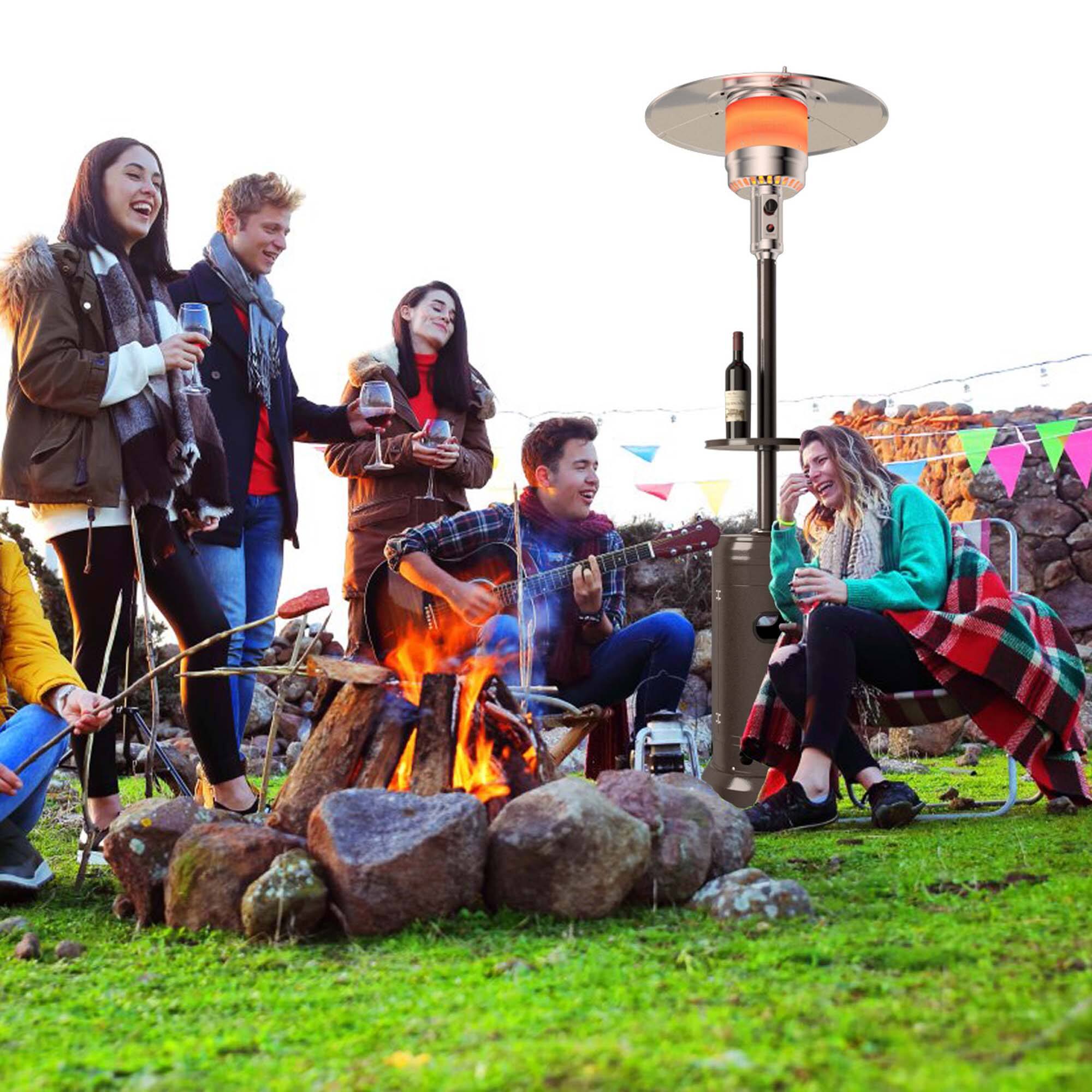 Alt View 7. Costway - Costway 50000 BTU Propane Patio Heater Standing Steel with Wheels Bronze - Bronze.