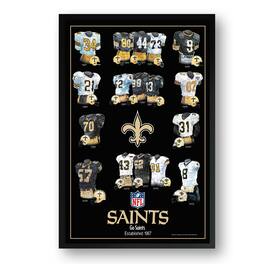 Sporticulture - New Orleans Saints 14" x 20" Uniform Heritage Framed Art Print - Multicolor